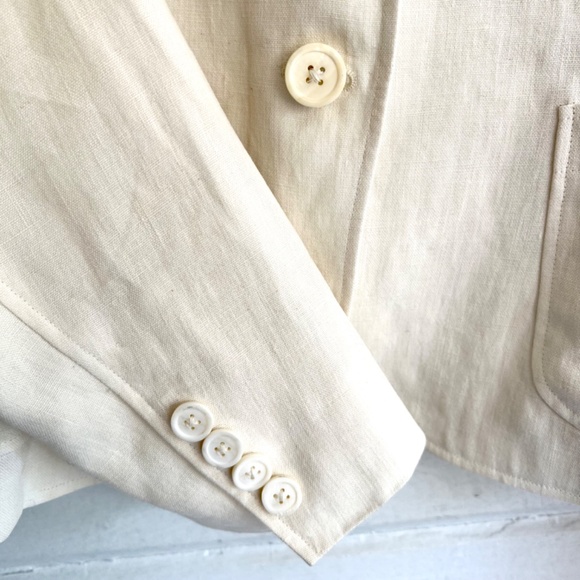 RALPH LAUREN BLUE LABEL Ivory Linen Single Button Blazer - Made In Italy - 12 - Picture 3 of 13